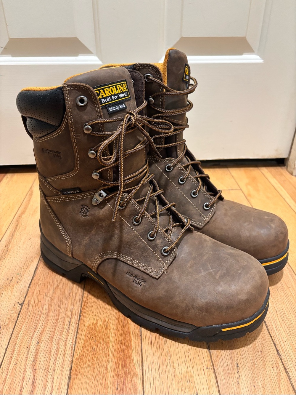 Carolina Men's Brown Leather 6" Work Boots with Lace-Up Support